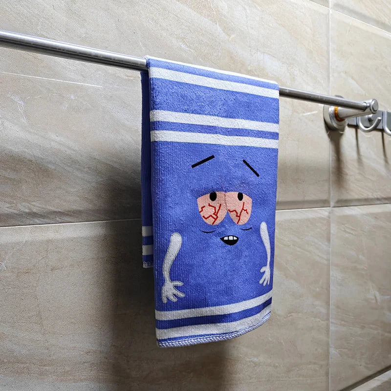 serviette rapide bleu blanc dessin animé rayures coton polyester machine rapide absorption fantaisie