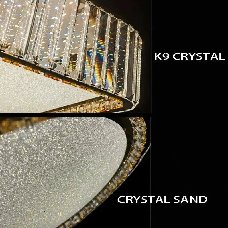plafonnier moderne élégant or blanc strass brillant lumiere remote dimmable 4200K 3000K 6000K