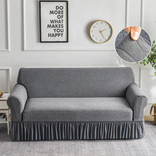 housse canapé extensible jacquard imperméable moderne élastiques salon gris beige