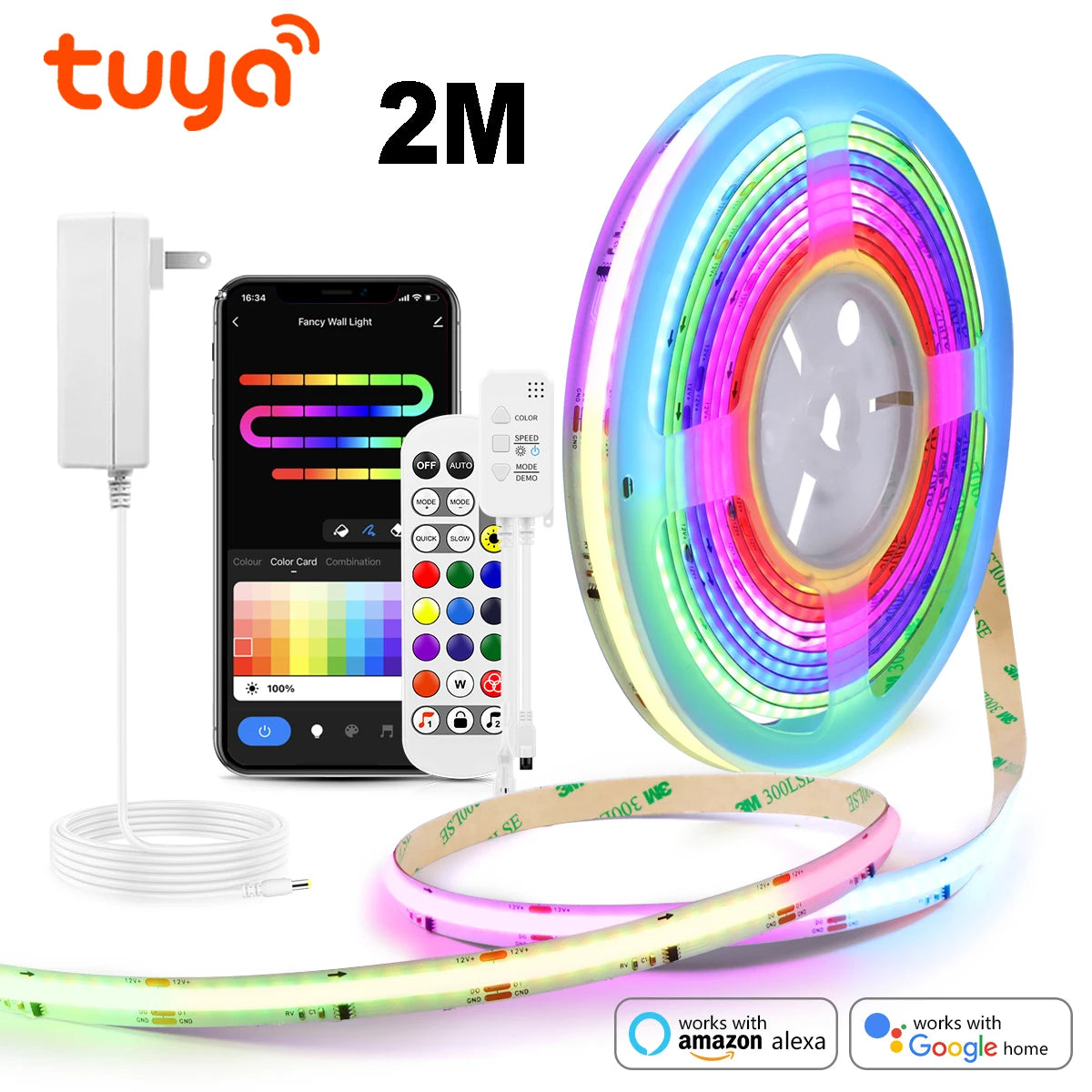 ruban led multicolore moderne 12v wifi contrôlable télécommande application mobile
