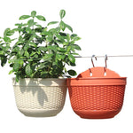 pots fleurs suspendus tissés gris orange beige modernes balconextérieur