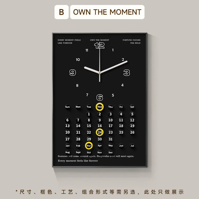 horloge murale moderne mécanique calendrier unique antique rouge noir minimaliste