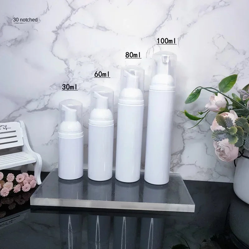 flacons cosmétiques blancs rechargeables bouchons embouts moderne 30ml 50ml 60ml 80ml 100ml
