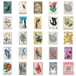 tasses blancs illustrées timbres classiques 50 pièces collection vintage étanche autonomes
