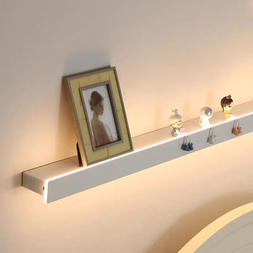étagère murale lumineuse moderne éclairage blanc rectangulaire lisse fixée mur