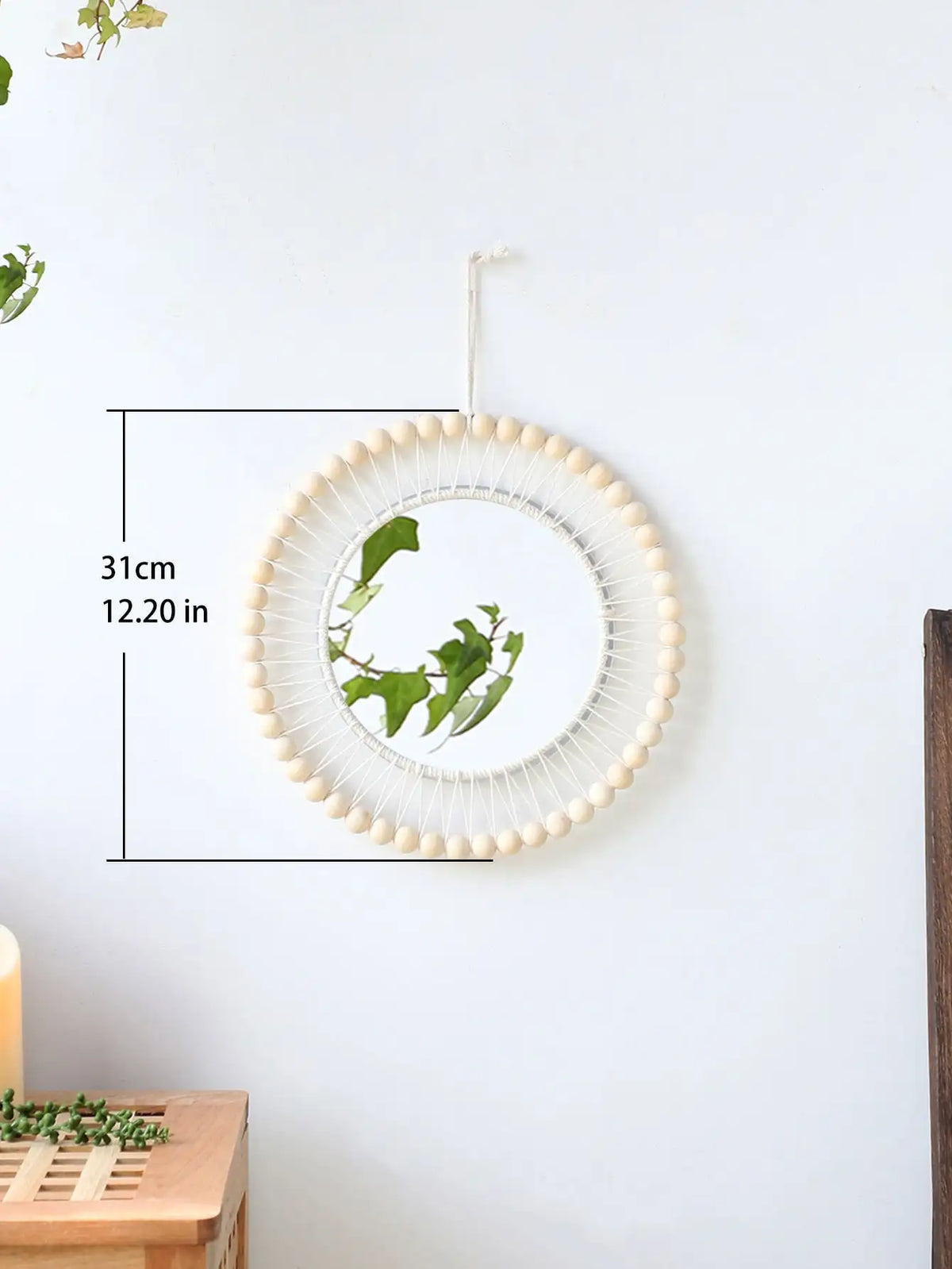 miroir decoratif boho chic bois macramé beige blanc salon chambre coucher deco mur