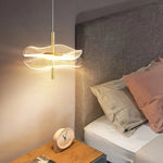 Lampe suspendue moderne minimaliste acrylique blanc doré texturée semi translucide chambre salon