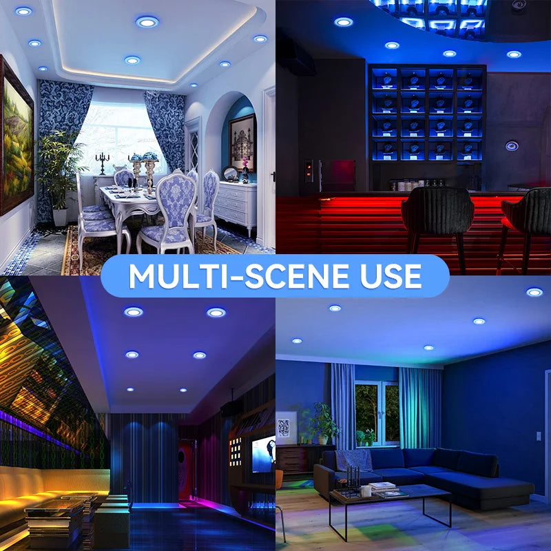 Panneau LED moderne blanc bleu rond carré clips métalliques 90V 260V LED