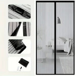rideau porte noir clips magnétiques maille fine anti insectes mains libres moderne chambre silencieux