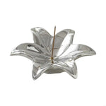 support encens fleur rose pâle doré moderne texture lisse brillante argenté