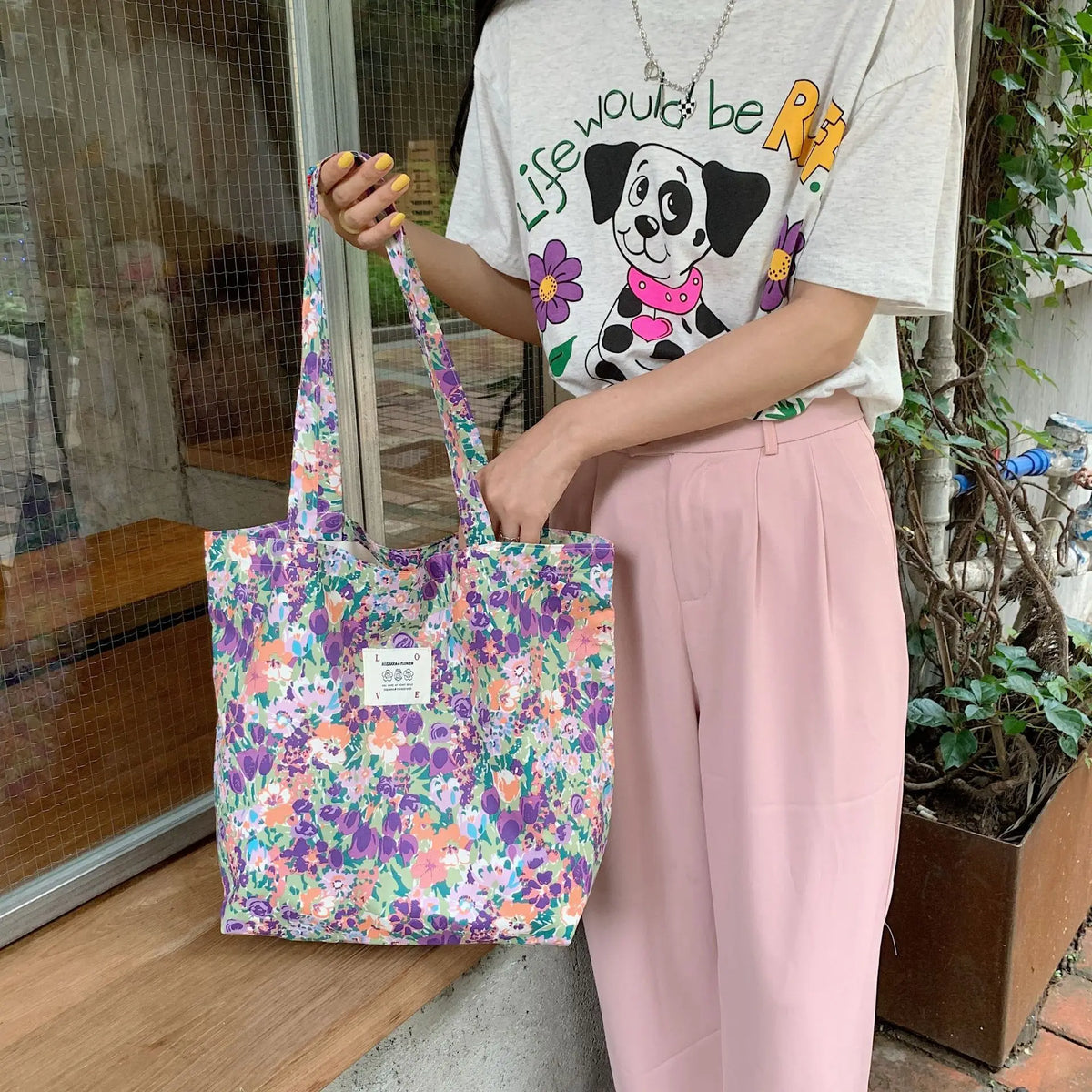 sac main femme toile florale motif fleurs rouge décontracté polyvalent doux polyester