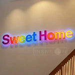 lettres lumineuses personnalisables 3D couleur rouge orange jaune vert bleu violet lettres relief opaques
