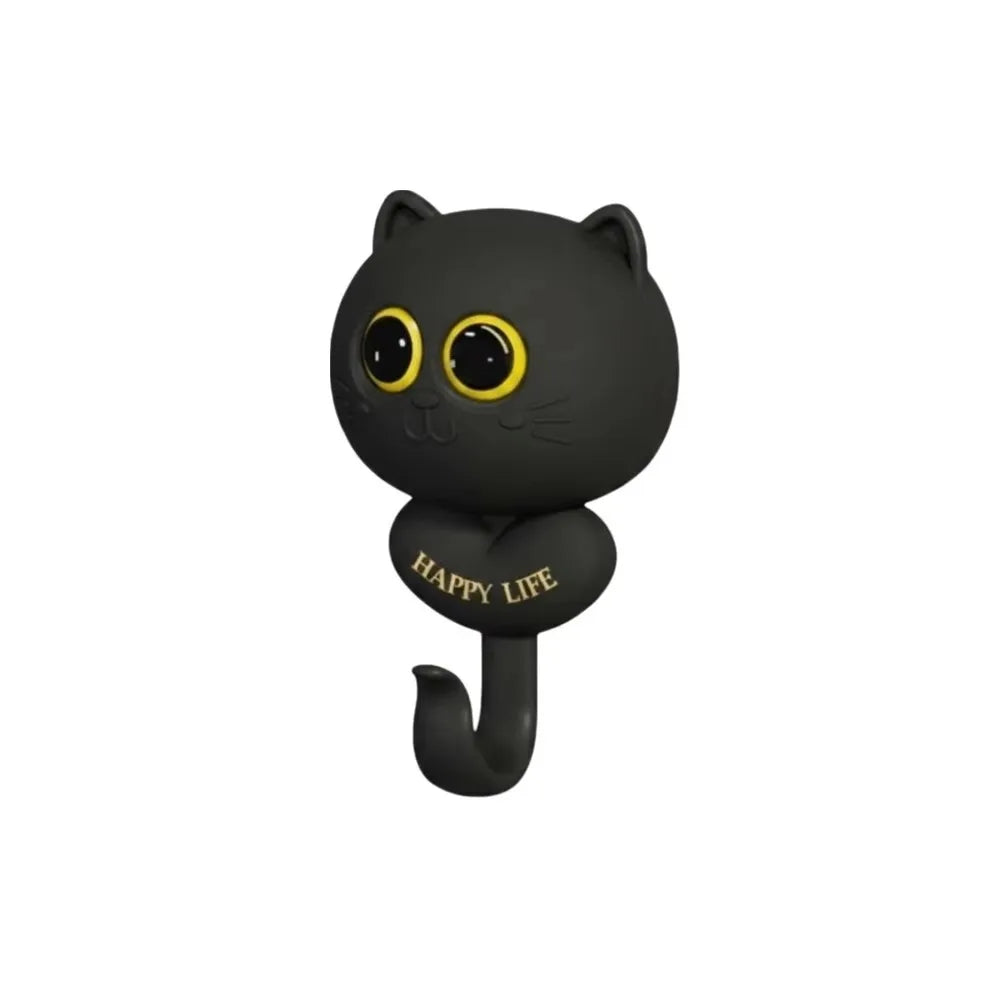 porte clés adhésifs chat happy life rose bleu vert gris noir mignon cartoon