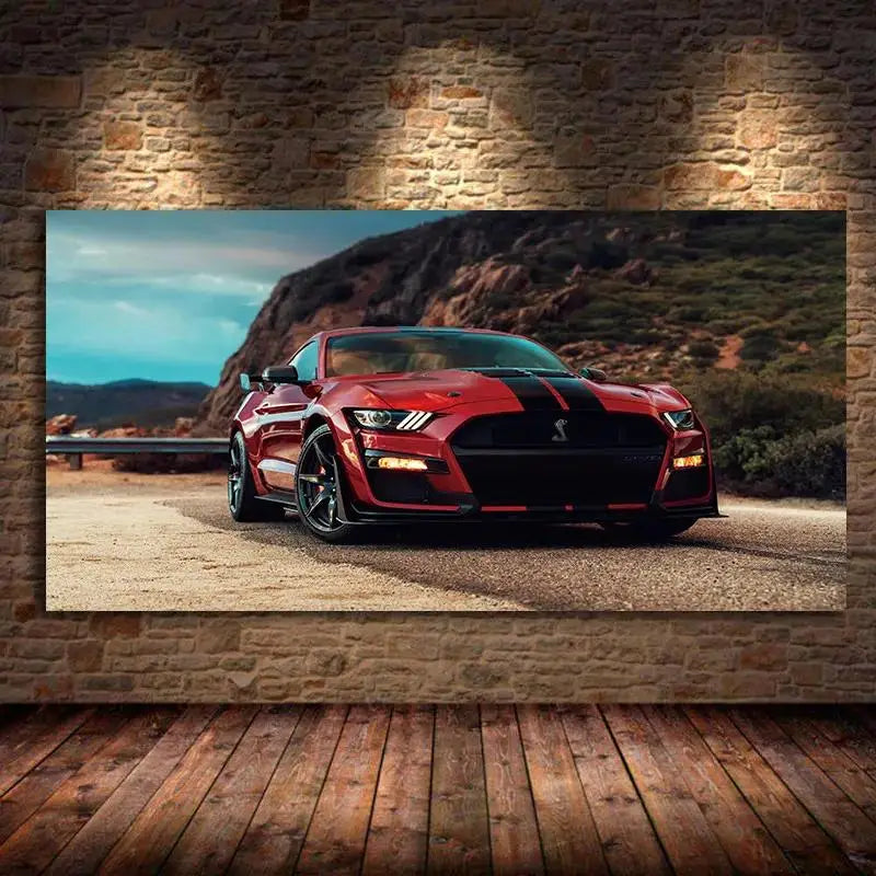 toile d'art moderne voiture sportive roses dorées visage humain mains fleur rouge noir blanc