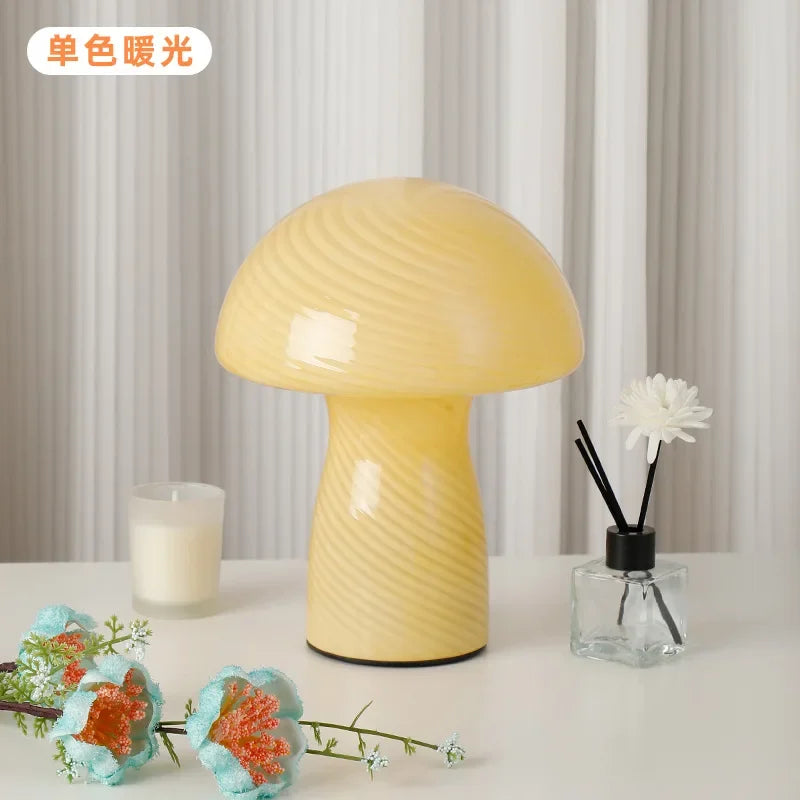 lampe table moderne jaune rayures blanches verre opalescent interrupteur tactile 220v