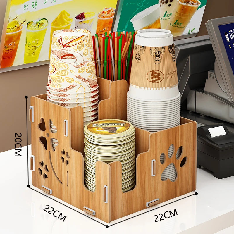 support tasse bambou bois naturel accessoires bar salon thé moderne