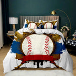Housse de couette Baseball imprimée 3D pour adolescent sur lit