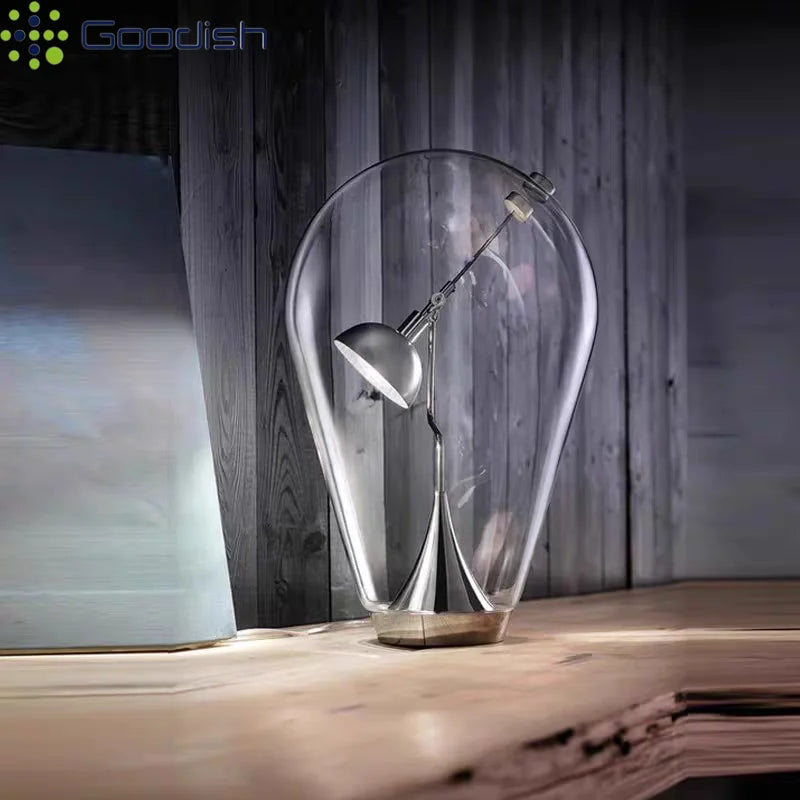 lampe table transparente moderne base métallique interrupteur tactile 6w led 90v