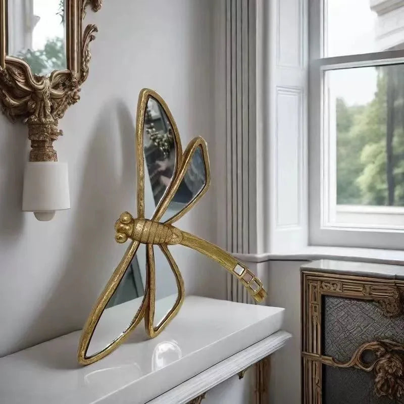 miroir forme d'insecte doré effet métallique moderne décoration intérieure adhésif mural salon chambre deco