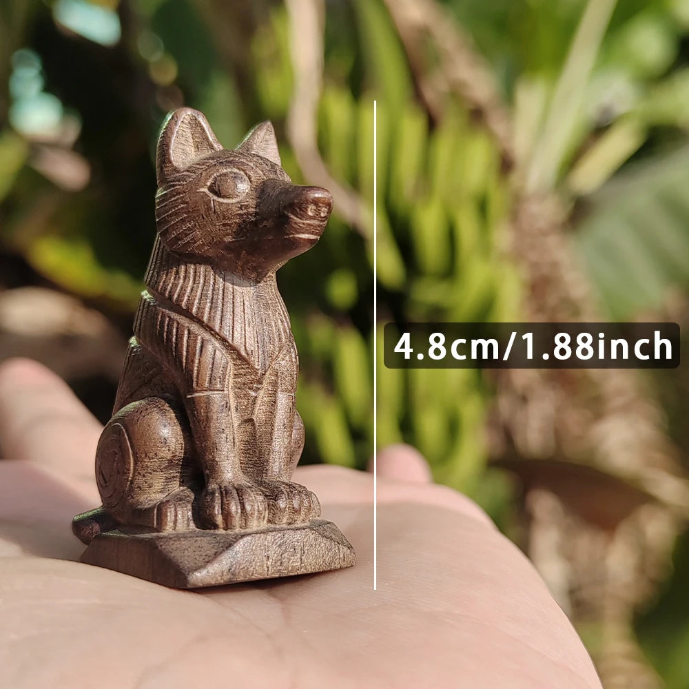 statuette bois loup gravure art traditionnel décoration maison anniversaire pendaison crémaillère cadeau