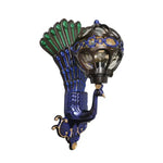 applique murale art nouveau oiseau stylisé bleu doré plumes éclairage maison ip65