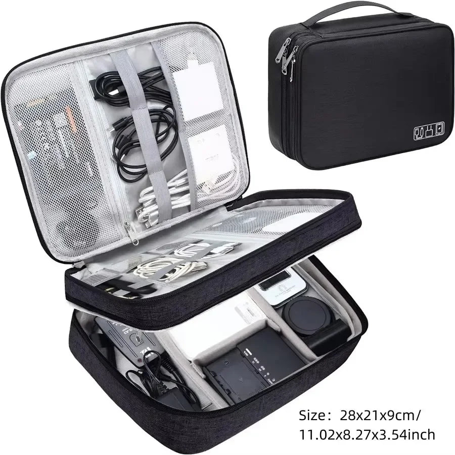 Sac bandoulière gris tissu uni pratique zipper bijoux accessoires chargeur câbles montres