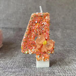 bougie anniversaire chiffre orange paillettes multicolores décoration brillante fleur centroide
