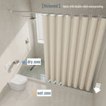 rideau douche beige texturé lin polyester moderne minimaliste opacité totale tringle pesé