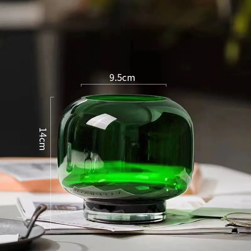 vase verre moderne transparent simple grande bouche table salon fleur hydroponie ornement double usage