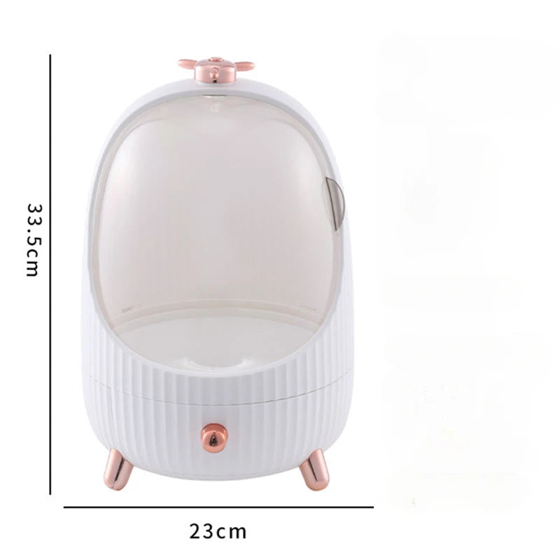 boîte rangement cosmétique transparente moderne verre vert blanc produits cosmétiques grande capacité poignée pivotante