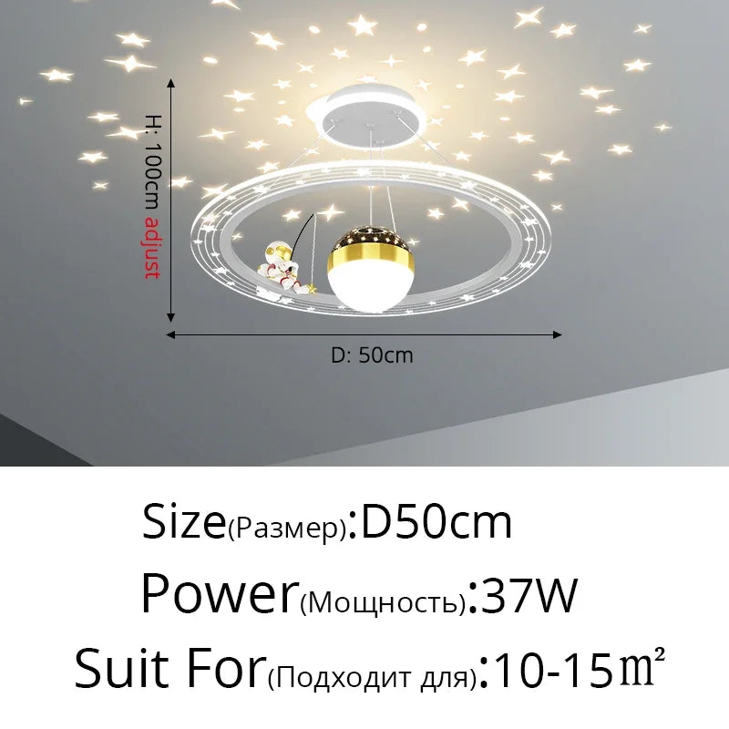 plafonnier moderne blanc rose étoiles concentrique télécommande lumière variable enfants chambre