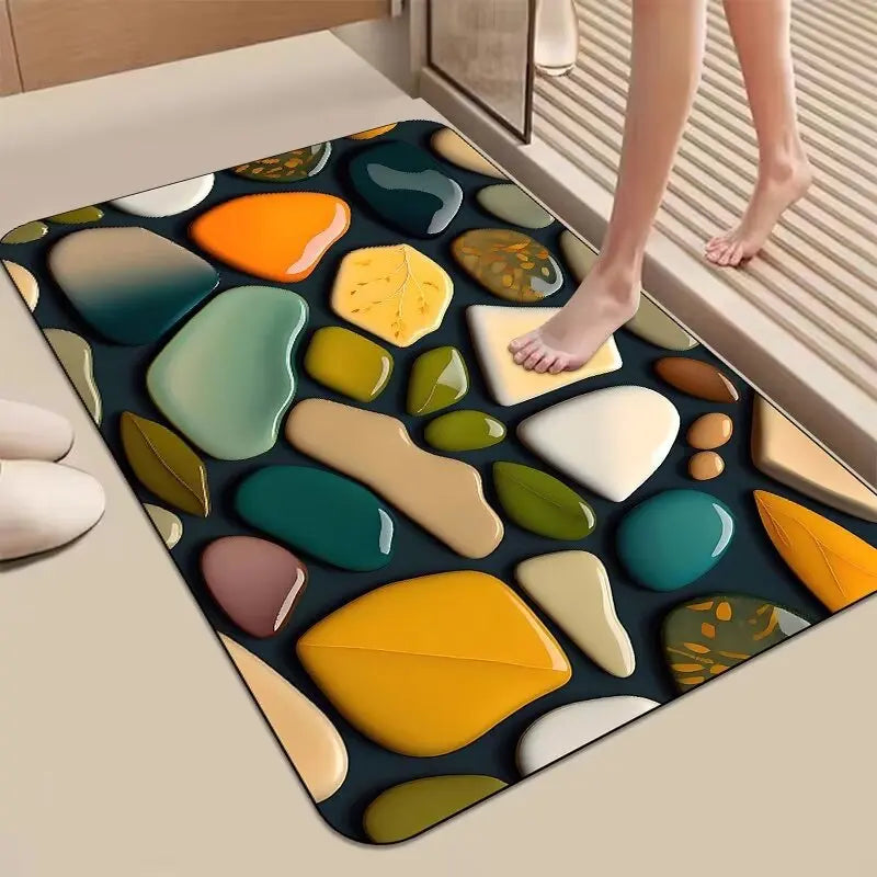 tapis sol moderne multicolore antidérapant résistant saleté pierres colorées motifs géométriques bébés salonextérieur