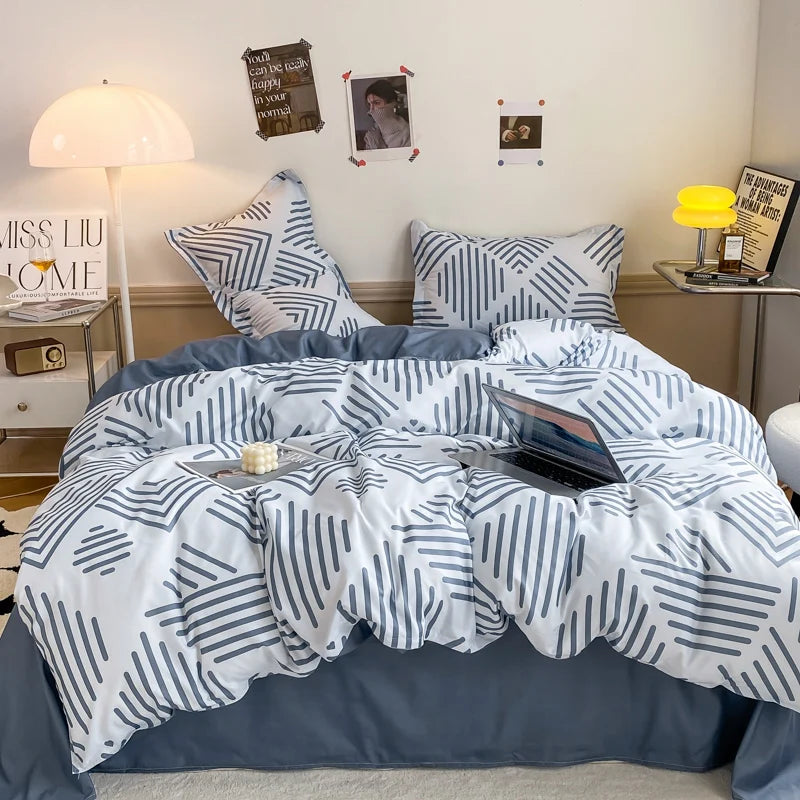 taies d'oreiller rectangulaires motif géométrique carreaux gris moderne 100% polyester 48x74cm enveloppe double inclusion