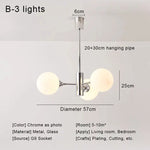 Suspension lumineuse moderne boules sphériques translucides structure chromée salon chambre coucher