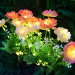 fleurs artificielles lumineuses rouge rose jaune blanche modernes extérieures patio jardin decoration fete noel