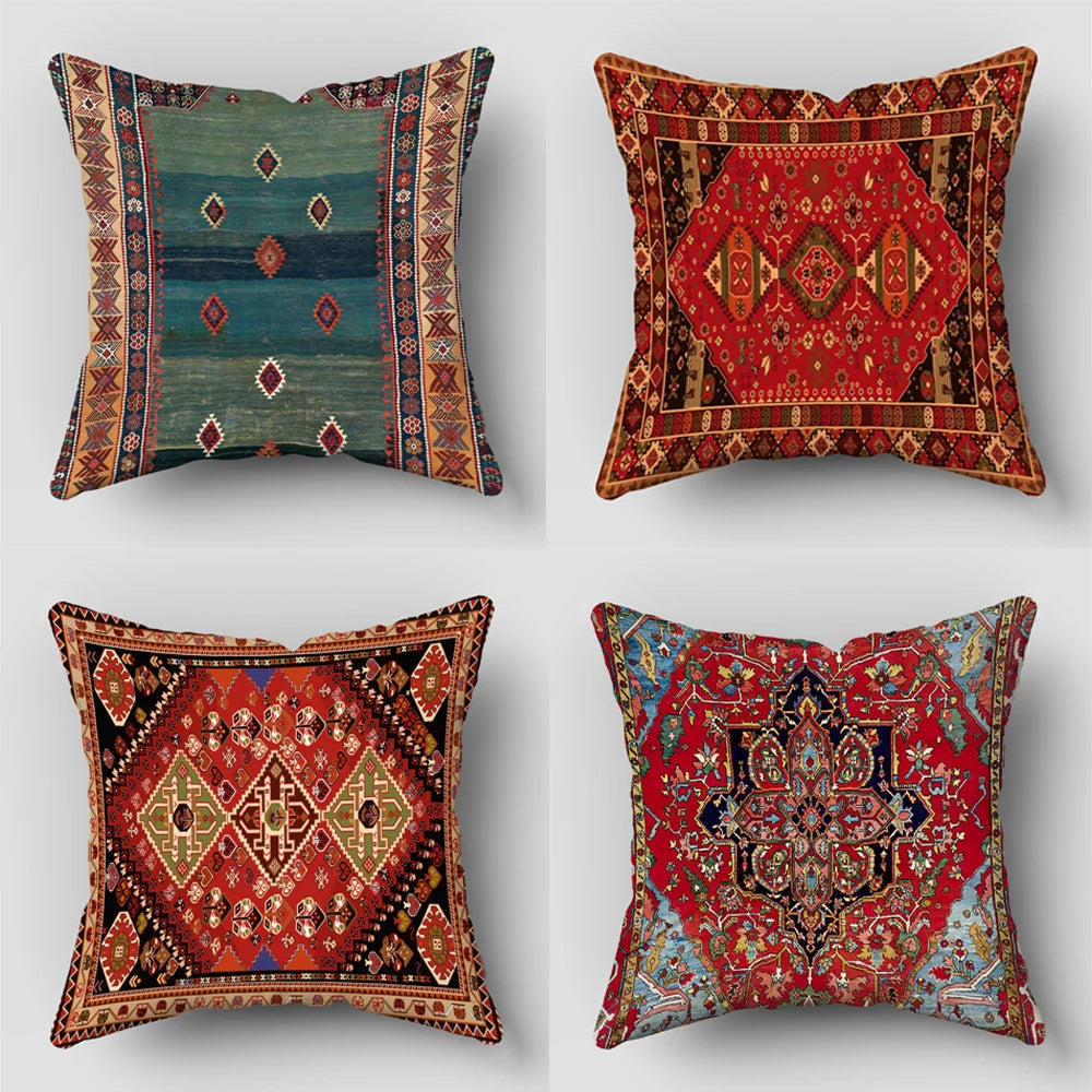 taies d'oreiller motif ethnique couleurs vives traditionnel décoratif maison voiture 45x45cm