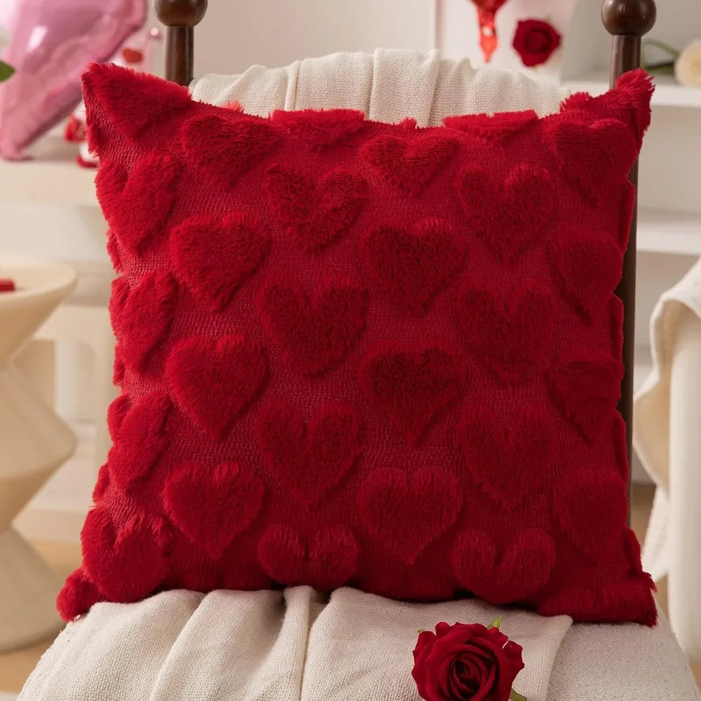 coussin rouge motif cœurs doux opacité 45cm 45cm lit décoration romantique polyester coton