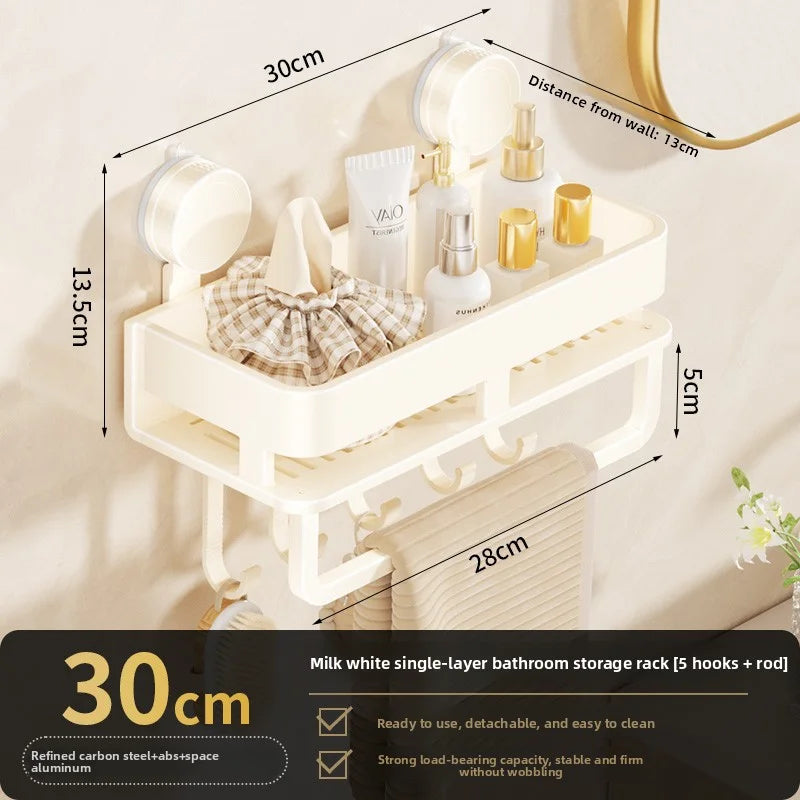 étagère murale salle bain aluminium gris métallisé lisse brillante sans perçage moderne minimaliste 30