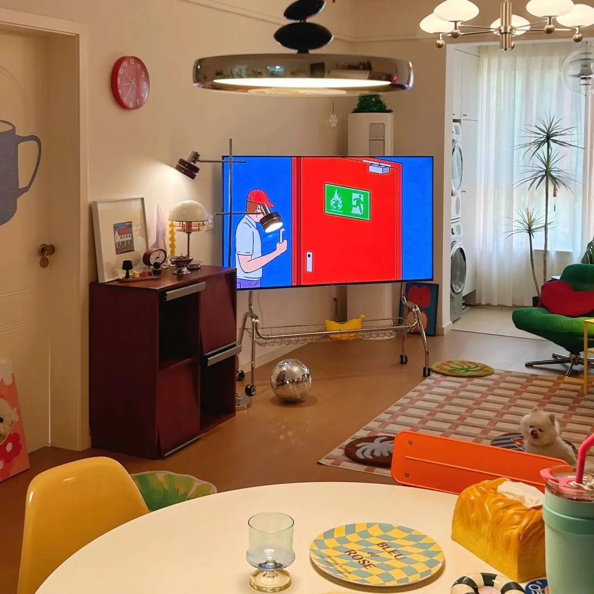 meuble tv mobile moderne roulettes support 32 60 pouces rangement salon chambre
