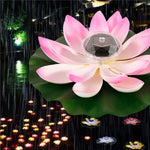 lampe flottante solaire led rose blanc vert feuilles lotus moderne