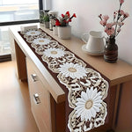 nappe décorative motif tournesols floral marron foncé beige blanc table mariage fête