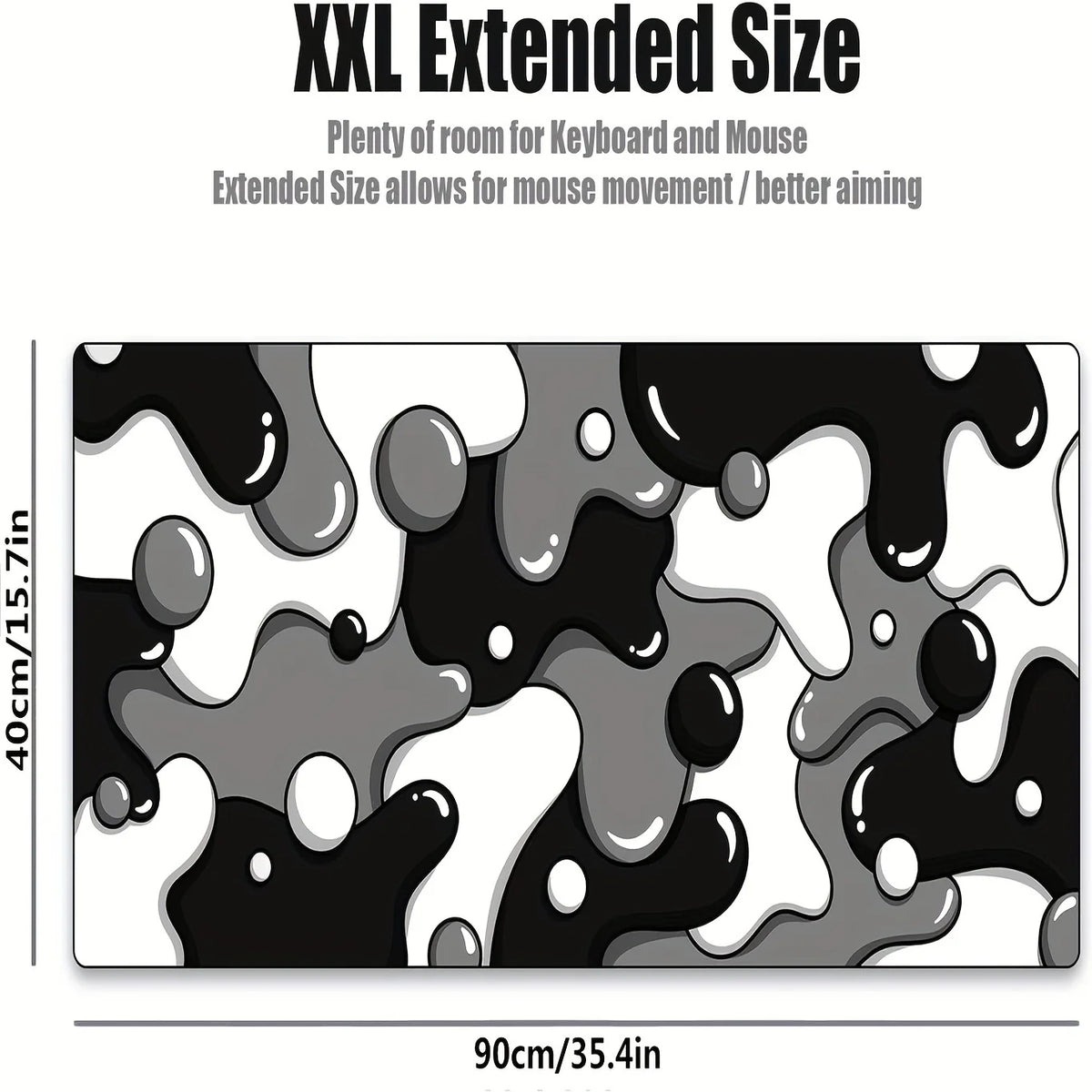 tapis souris xxl grand gaming noir gris liquide moderne antidérapant doux lavable