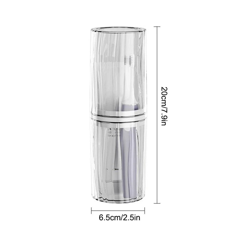 porte brosses dents dentifrice transparent gris minimaliste rayures cannellees travel toothbrush holders