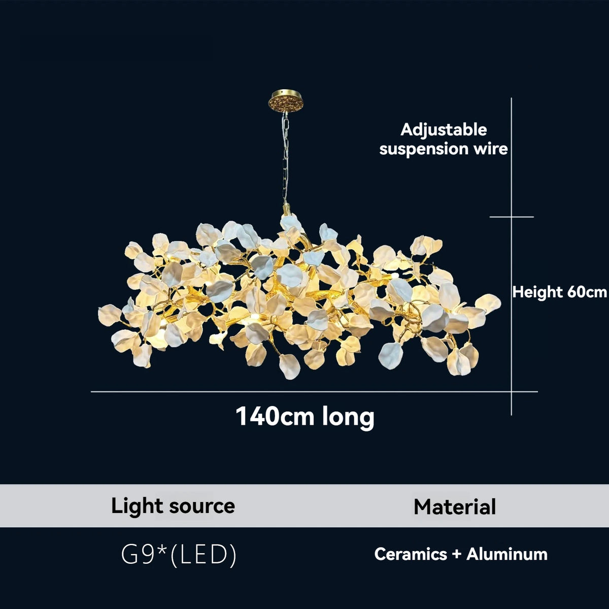 lustre suspendu moderne blanc doré petals mat cuisine salon chambre principal