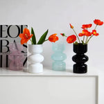 vase verre moderne blanc vert bleu rouge rose noir translucide minimaliste fleurs artificielles