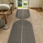 tapis moderne géométrique rayures horizontales beige noir rouge salon chambre entrée minimaliste polyester polypropylène