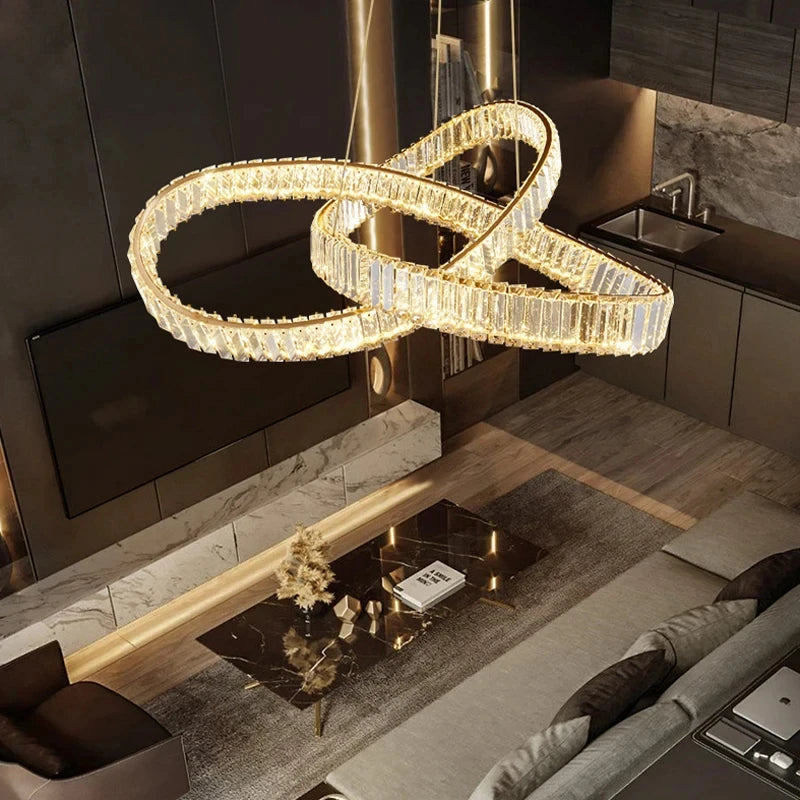 suspension lumineuse pendentif cristal or brillant moderne élégant 4000k 3000k 6000k led 10m2