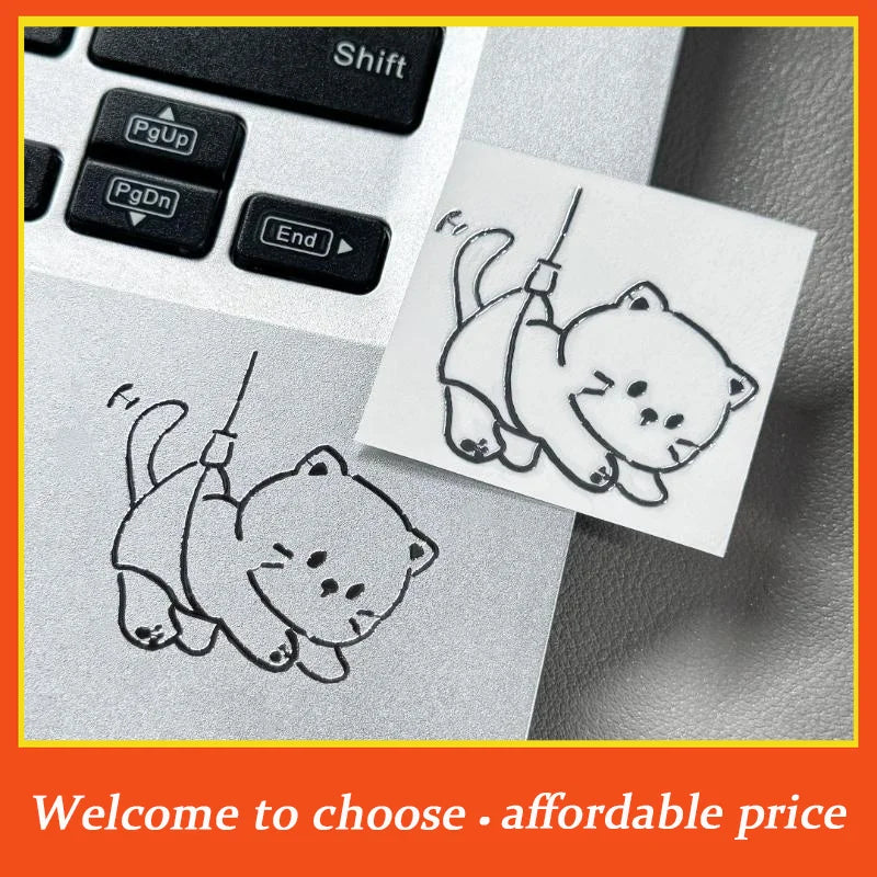 sticker autocollant 3d dessin animé chatons noir blanc décoration diy téléphone portable ordinateur