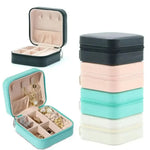 boîte bijoux cuir pu noir rose blanche bleue moderne compact glissière rangement bijoux