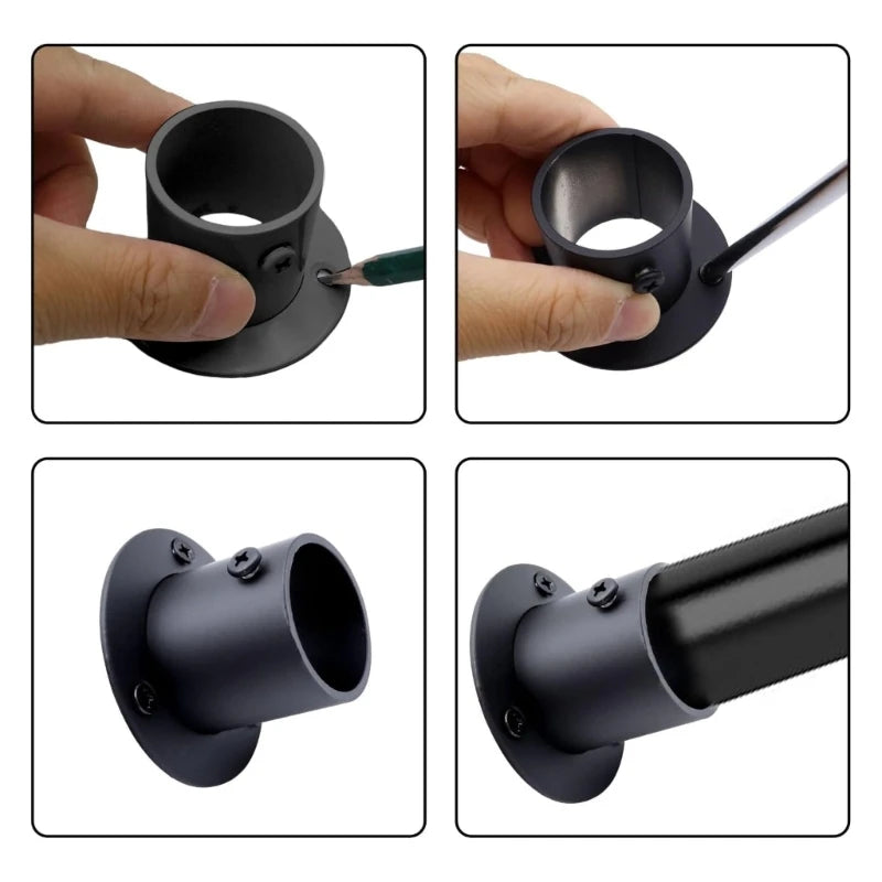 supports muraux acier inoxydable tringle rideau douche vêtements industriel moderne fixations vis chevilles robustes